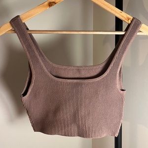 Aritzia Babaton Sculpt Knit Squareneck Cropped Tank Top Purple Size Small